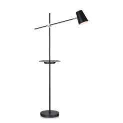 Vloerlamp Linear met USB-laadstation, zwart
