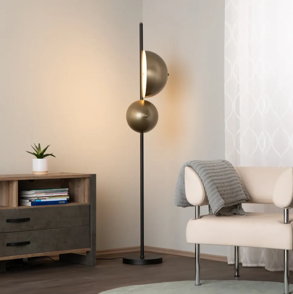 Vloerlamp LM-9113-2BSY, zwart, metaal, 180 cm hoog, E14