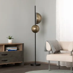 Vloerlamp LM-9113-2BSY, zwart, metaal, 180 cm hoog, E14