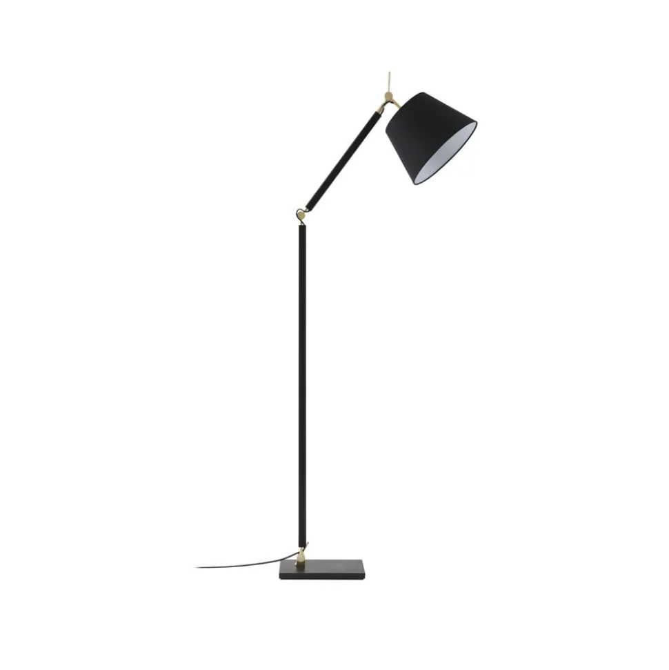 Vloerlamp Lucande Marvaine, zwart/goudkleurig, verstelbaar