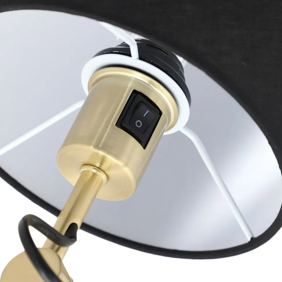 Vloerlamp Lucande Marvaine, zwart/goudkleurig, verstelbaar