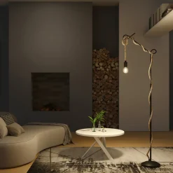 Vloerlamp Lucande Ropina, hoogte 180 cm, zwart, henneptouw