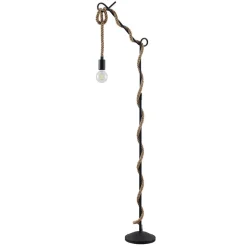 Vloerlamp Lucande Ropina, hoogte 180 cm, zwart, henneptouw