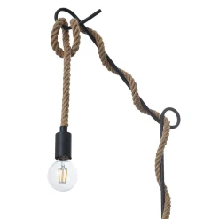 Vloerlamp Lucande Ropina, hoogte 180 cm, zwart, henneptouw