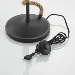 Vloerlamp Lucande Ropina, hoogte 180 cm, zwart, henneptouw