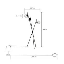 Vloerlamp Lucande Sotiana, 3 glazen bollen, zwart