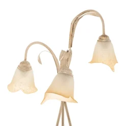Vloerlamp Lucrezia in ivoor met bloemenkap