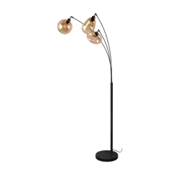 Vloerlamp LUMINA, 3-lamps, zwart/oranje, glas