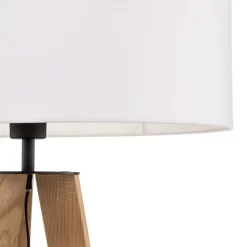 Vloerlamp Maira, driepoot, eiken geolied, wit