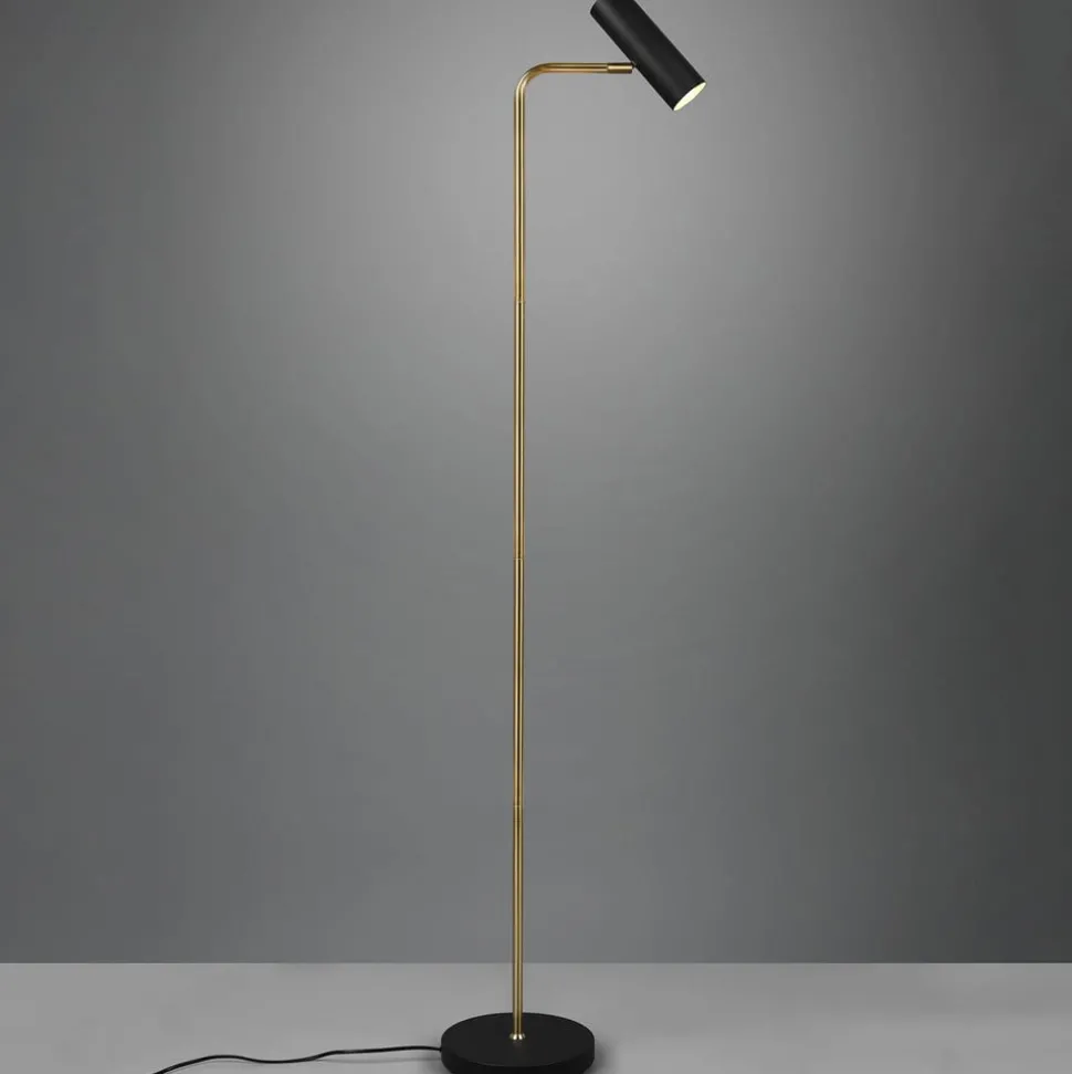 Vloerlamp Marley, zwart/messing, hoogte 151 cm, metaal