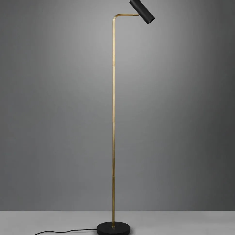 Vloerlamp Marley, zwart/messing, hoogte 151 cm, metaal