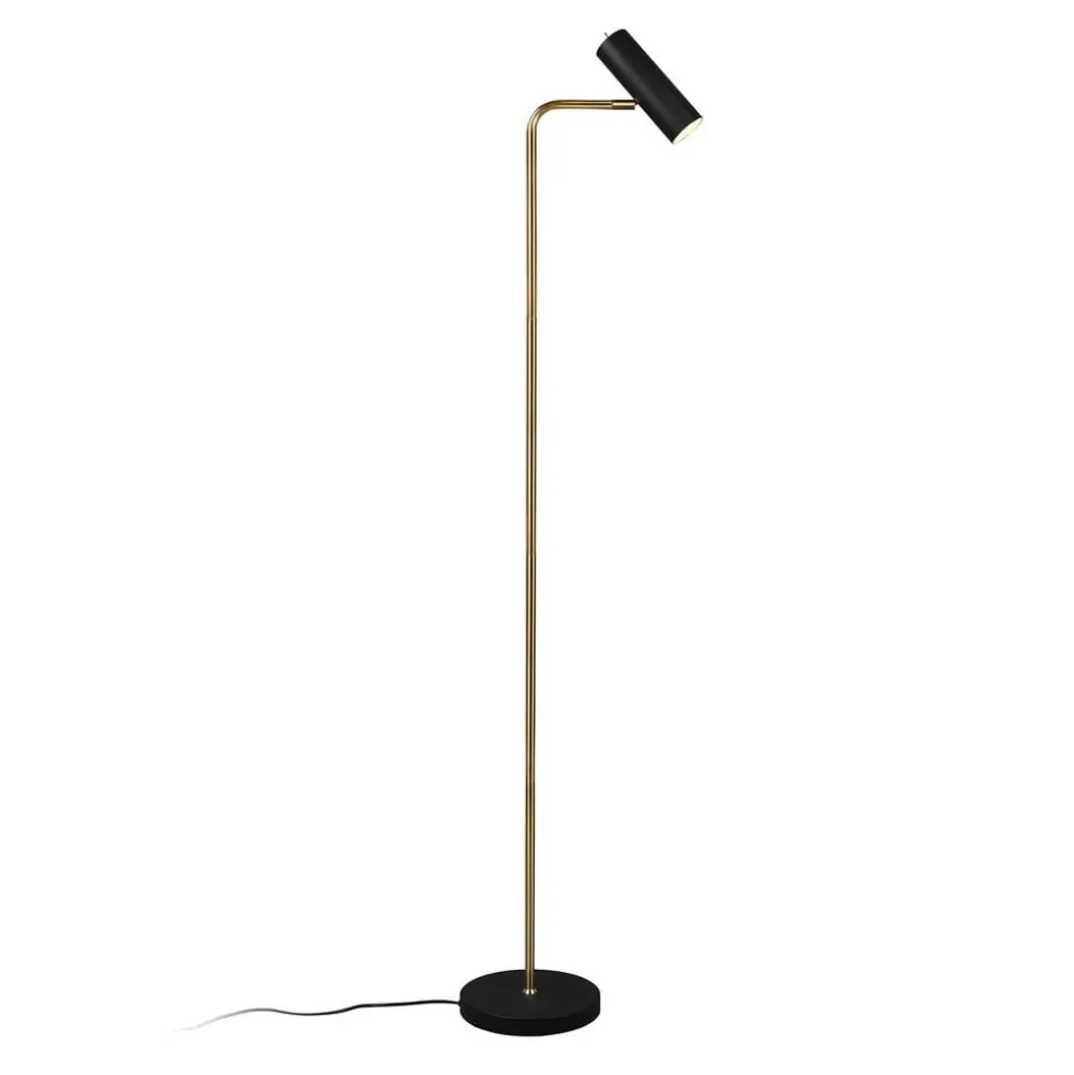 Vloerlamp Marley, zwart/messing, hoogte 151 cm, metaal