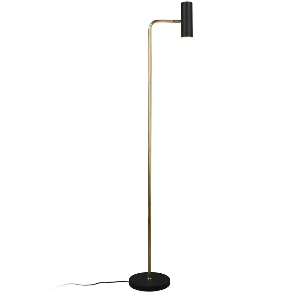 Vloerlamp Marley, zwart/messing, hoogte 151 cm, metaal