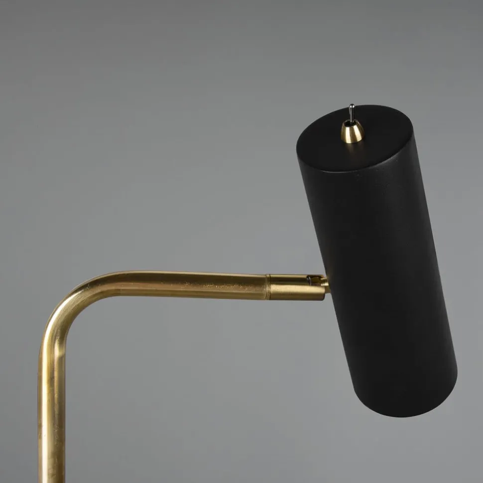 Vloerlamp Marley, zwart/messing, hoogte 151 cm, metaal