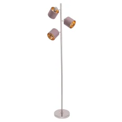 Vloerlamp Maron, 3-lamps, textiel, bruin/goud