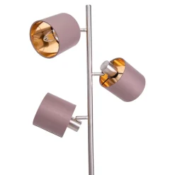 Vloerlamp Maron, 3-lamps, textiel, bruin/goud