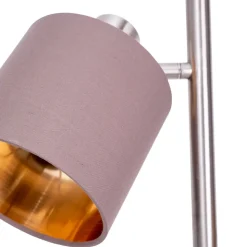 Vloerlamp Maron, 3-lamps, textiel, bruin/goud