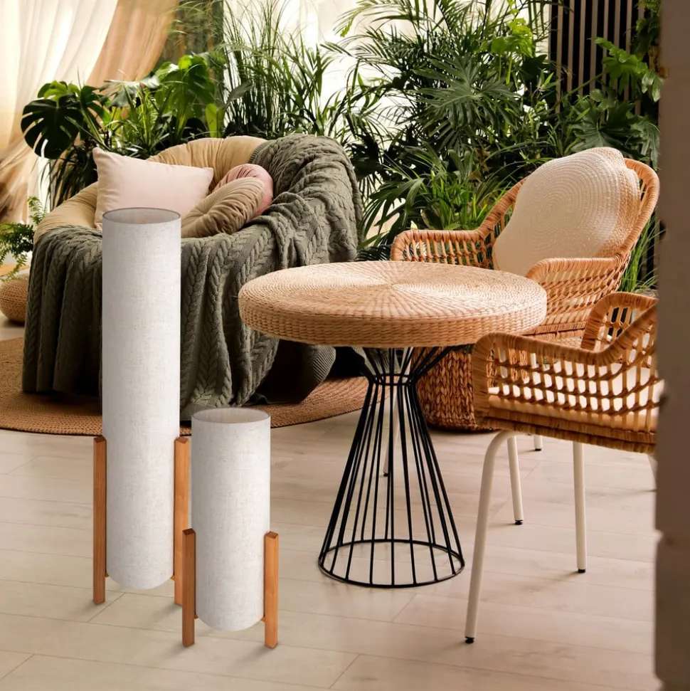 Vloerlamp Matilda met stoffen kap in linnen optiek