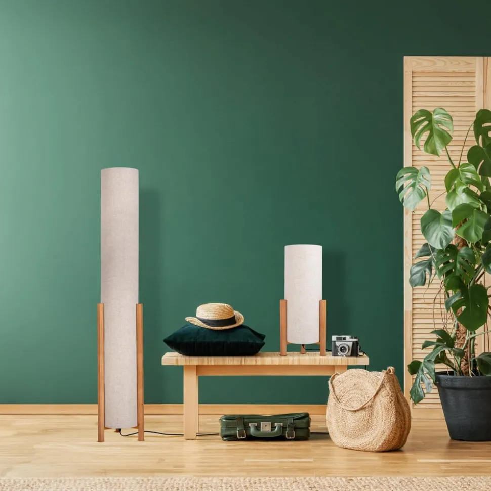 Vloerlamp Matilda met stoffen kap in linnen optiek