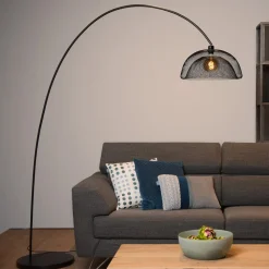 Vloerlamp Mesh, zwart, booglamp