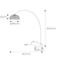 Vloerlamp Mesh, zwart, booglamp