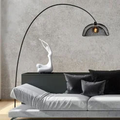 Vloerlamp Mesh, zwart, booglamp