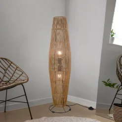 Vloerlamp Miki, bruin, hoogte 103 cm, papier