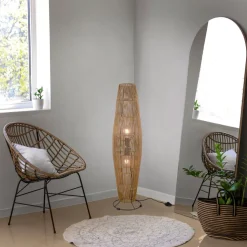 Vloerlamp Miki, bruin, hoogte 103 cm, papier