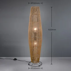 Vloerlamp Miki, bruin, hoogte 103 cm, papier