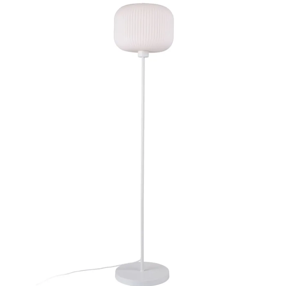 Vloerlamp Milford met witte kap van glas