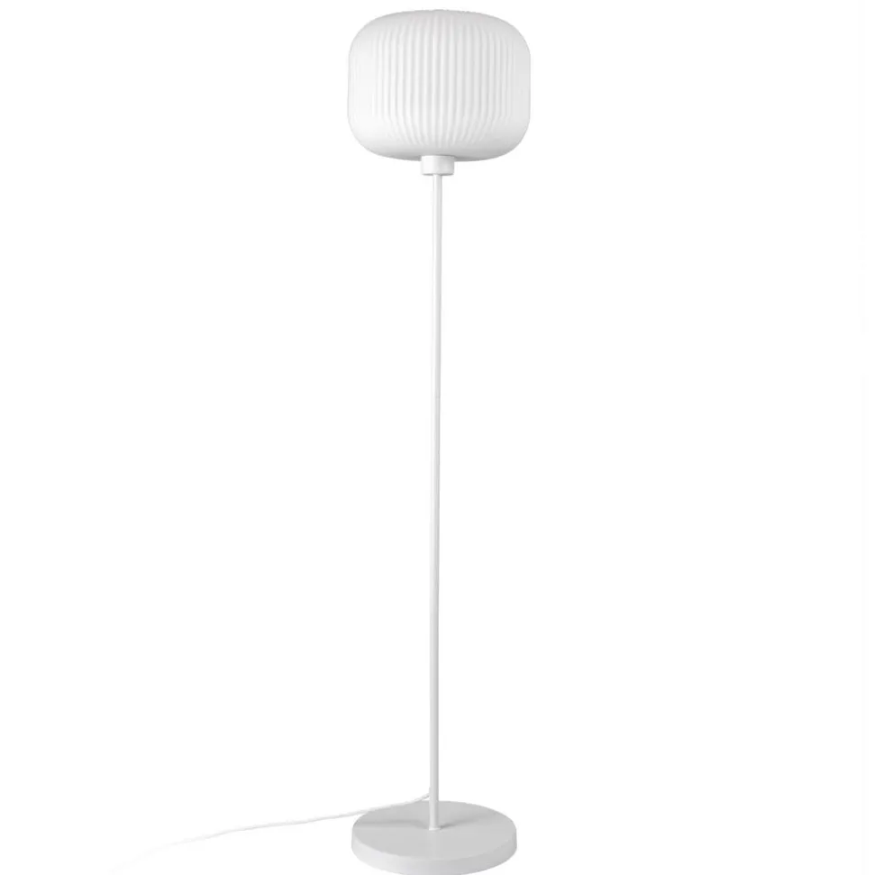 Vloerlamp Milford met witte kap van glas