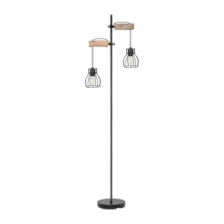 Vloerlamp Mina, zwart/bruin, hoogte 168 cm, metaal/hout