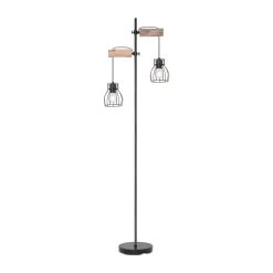 Vloerlamp Mina, zwart/bruin, hoogte 168 cm, metaal/hout