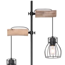 Vloerlamp Mina, zwart/bruin, hoogte 168 cm, metaal/hout