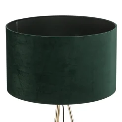 Vloerlamp Monaco, driepoot goud, groen fluweel