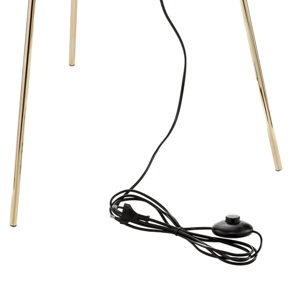 Vloerlamp Monaco, driepoot goud, groen fluweel