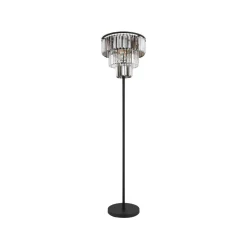 Vloerlamp Naxis, zwart/rookgrijs, hoogte 160 cm, kristal