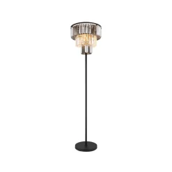Vloerlamp Naxis, zwart/rookgrijs, hoogte 160 cm, kristal