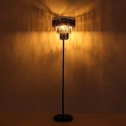 Vloerlamp Naxis, zwart/rookgrijs, hoogte 160 cm, kristal