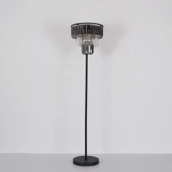 Vloerlamp Naxis, zwart/rookgrijs, hoogte 160 cm, kristal