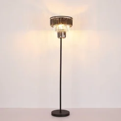 Vloerlamp Naxis, zwart/rookgrijs, hoogte 160 cm, kristal