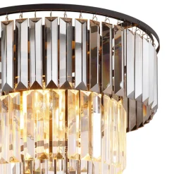 Vloerlamp Naxis, zwart/rookgrijs, hoogte 160 cm, kristal