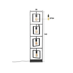 Vloerlamp Nestoy, antraciet, 4-lamps