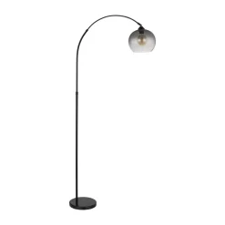 Vloerlamp Newcastle, hoogte 196 cm, zwart mat/rookgrijs