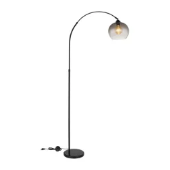 Vloerlamp Newcastle, hoogte 196 cm, zwart mat/rookgrijs