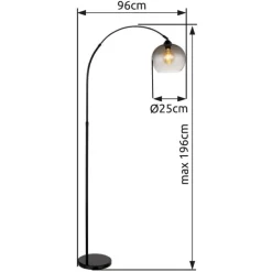 Vloerlamp Newcastle, hoogte 196 cm, zwart mat/rookgrijs