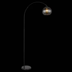 Vloerlamp Newcastle, hoogte 196 cm, zwart mat/rookgrijs