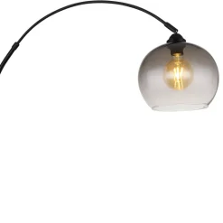 Vloerlamp Newcastle, hoogte 196 cm, zwart mat/rookgrijs