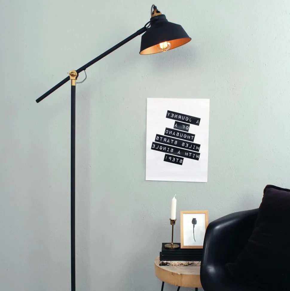 Vloerlamp Nové, verstelbaar, zwart