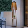 Vloerlamp op zonne-energie Tecka met sensor, teak